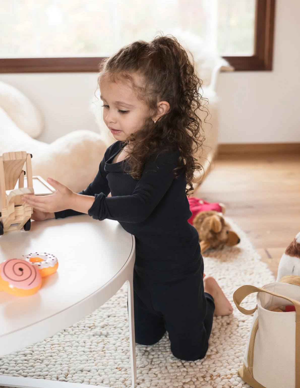 Kids Two Piece Solid Navy Pajamas - Image 2