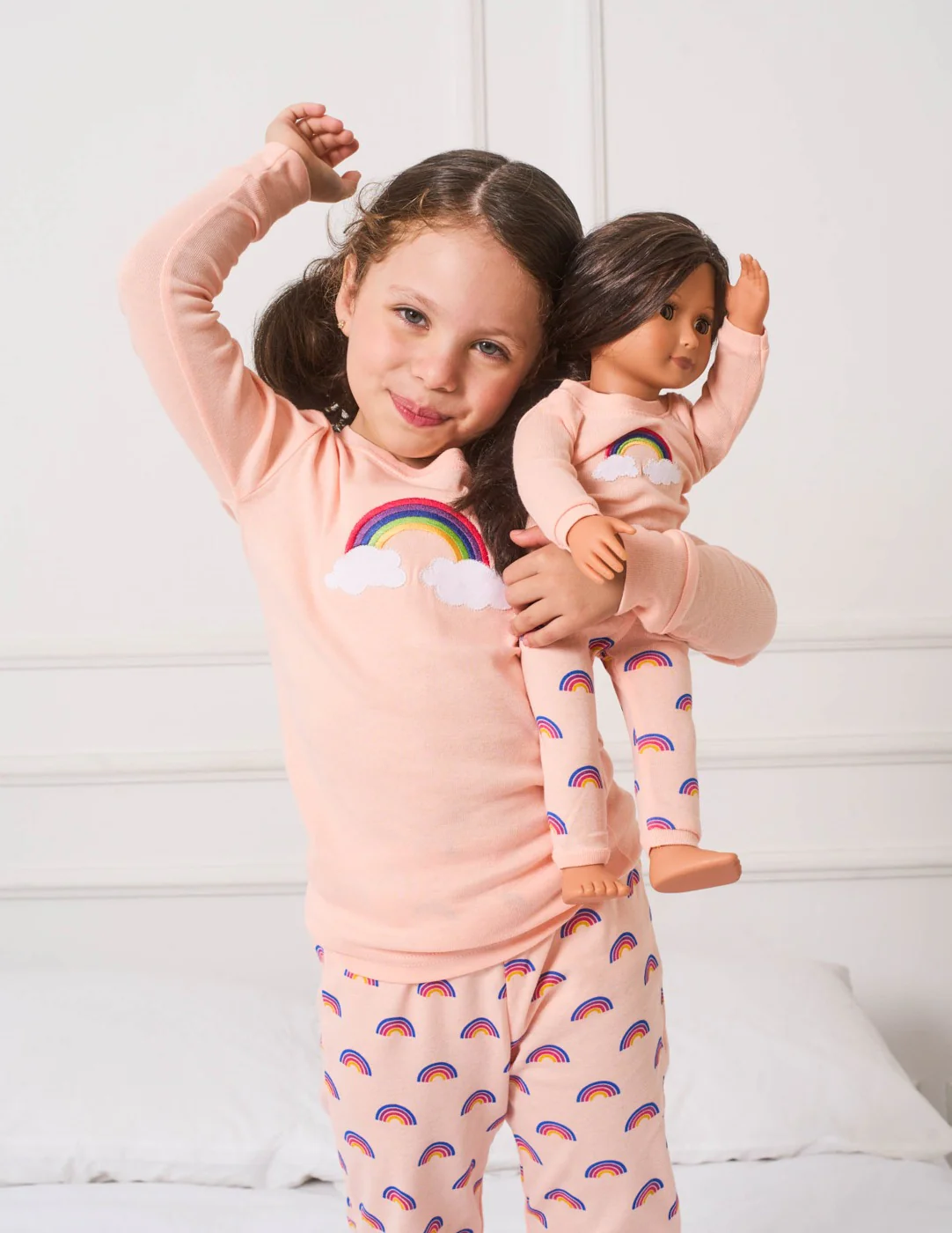 Matching Girl and Doll Cotton Retro Rainbow Pajamas - Image 4