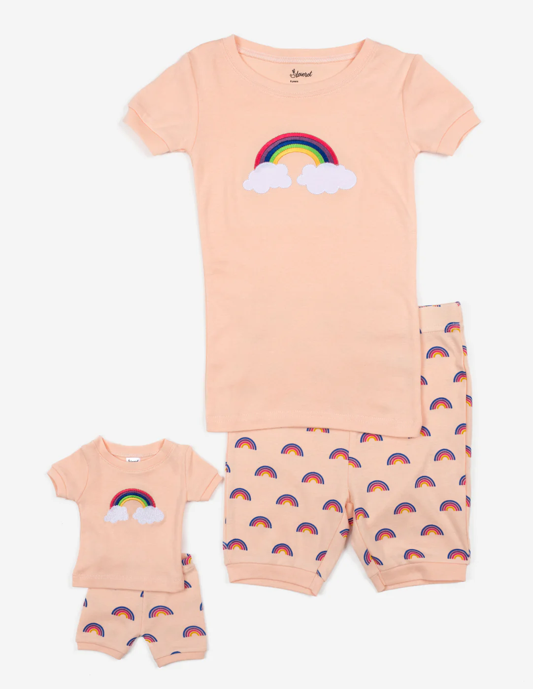 Matching Girl and Doll Short Retro Rainbow Pajamas - Image 2