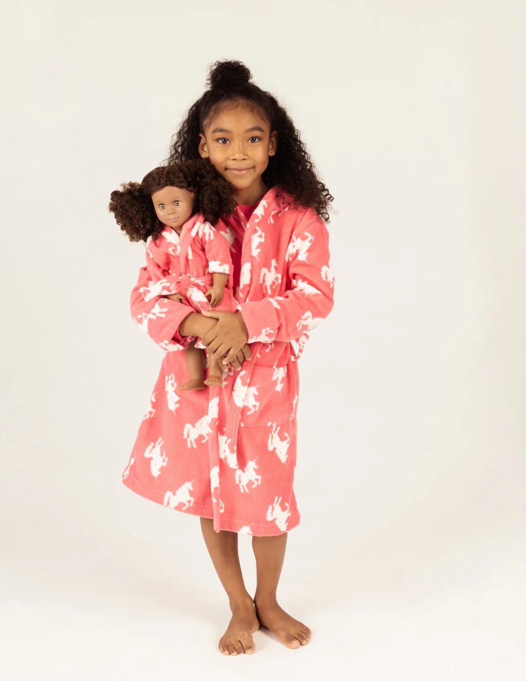 Girl and Doll Fleece Hooded Animal Robes - Image 4