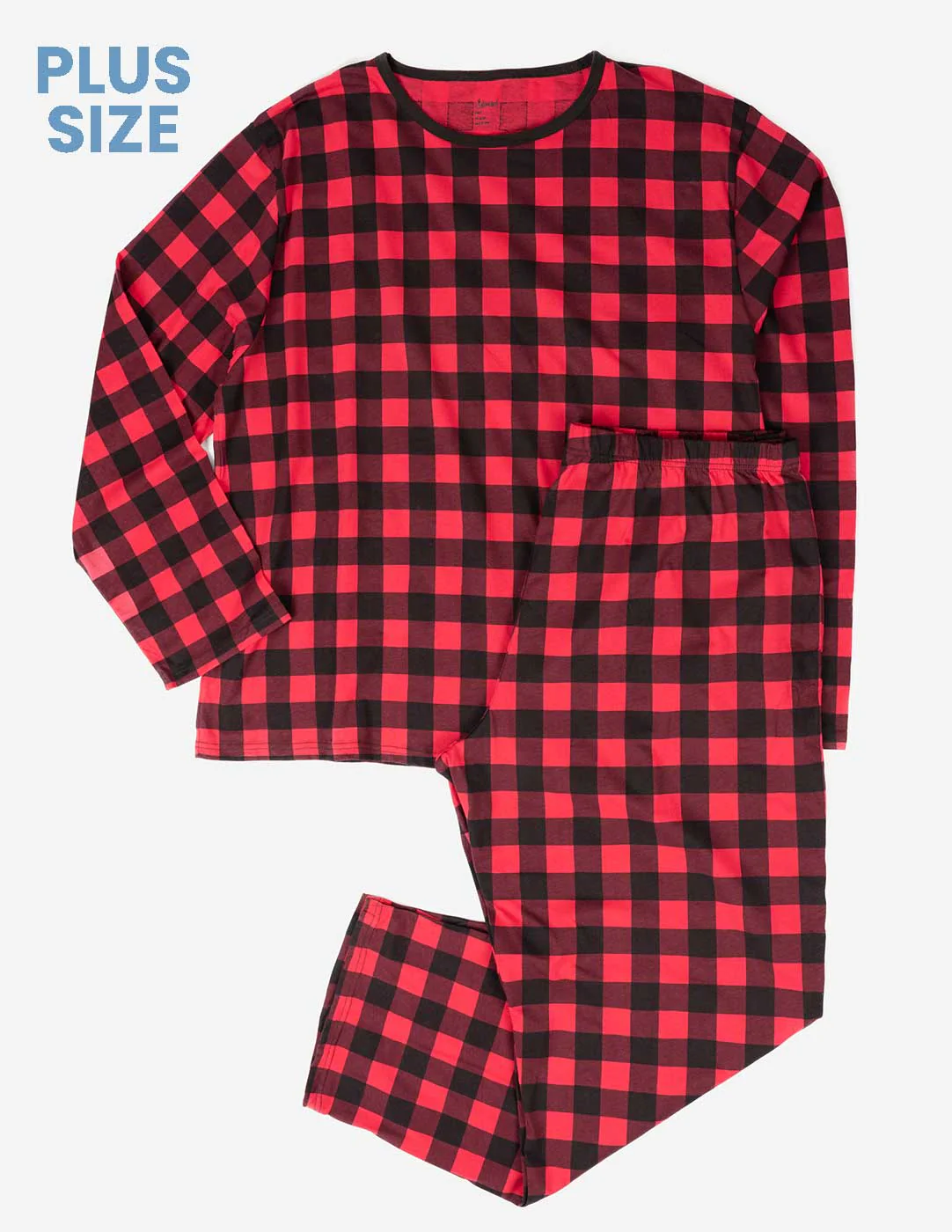 Mens Cotton Red & Black Plaid Pajama Set - Image 2