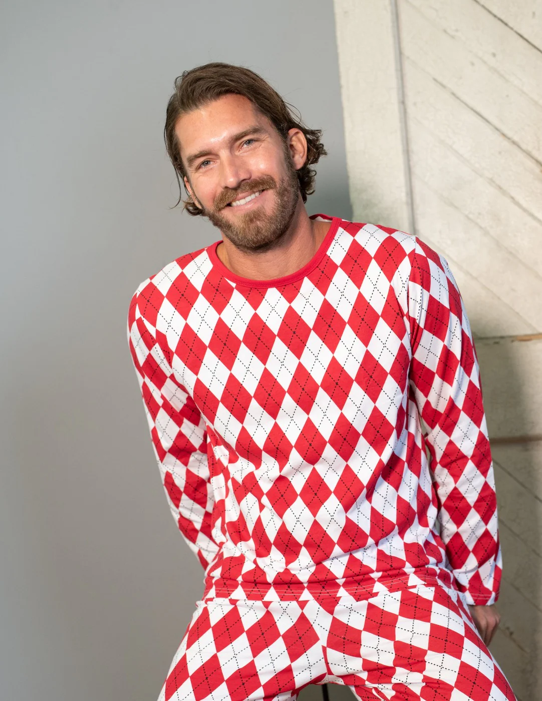 Men's Loose Fit Argyle Print Pajamas - Image 4