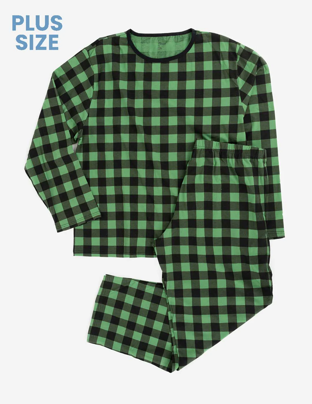 Mens Black & Green Plaid Cotton Pajamas - Image 2