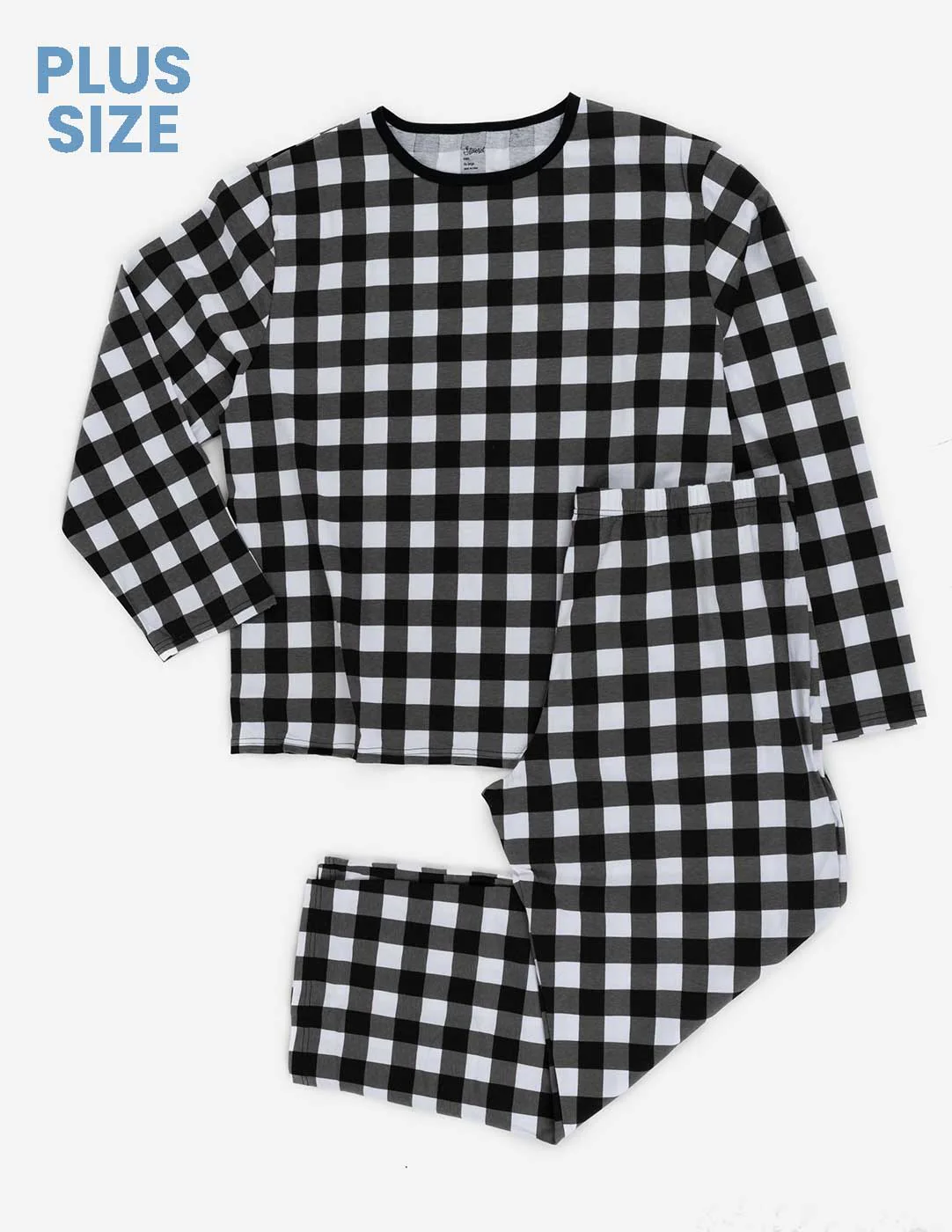 Mens Black & White Plaid Cotton Pajamas - Image 2