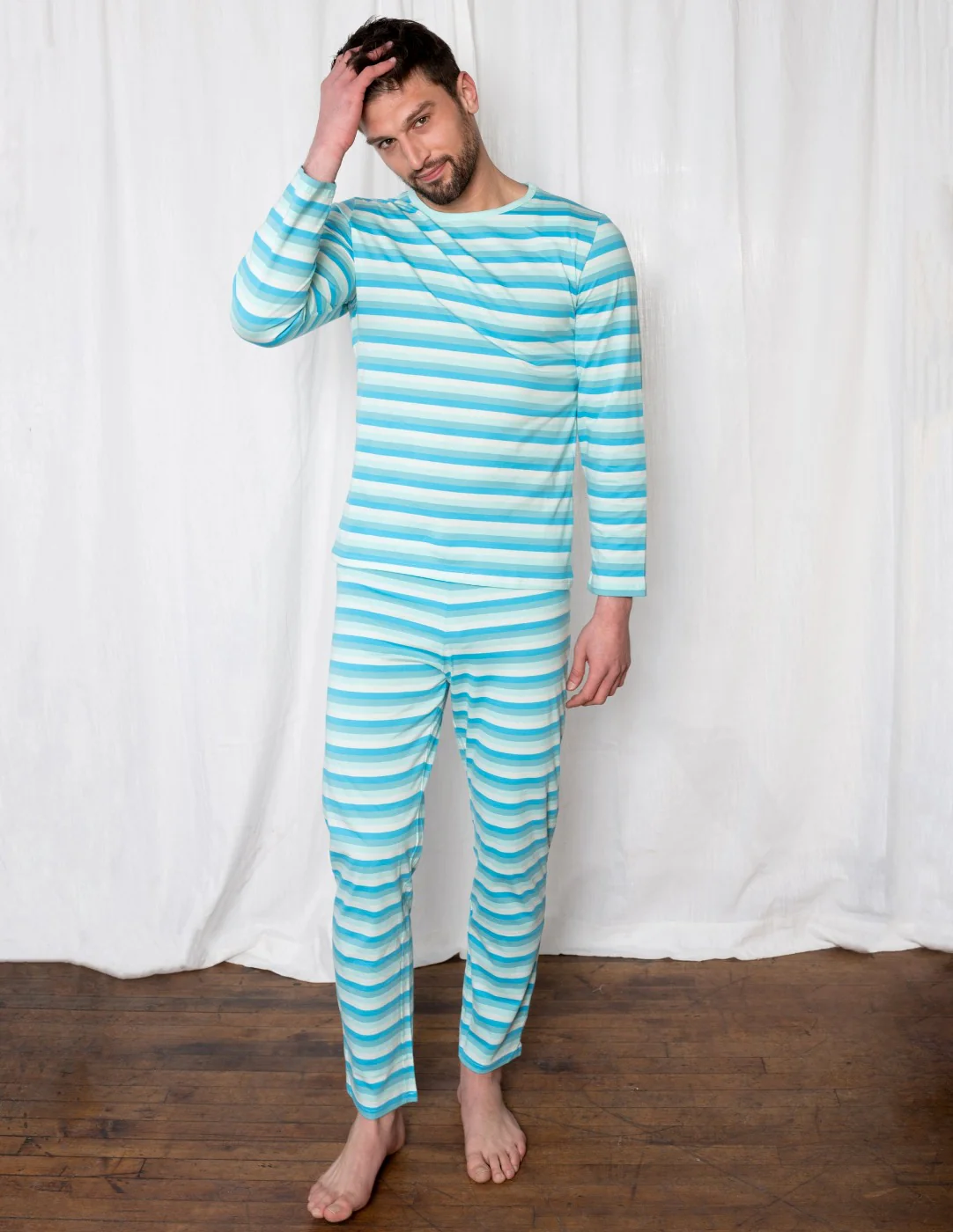 Mens Loose Fit Orca Stripes Pajamas - Image 2
