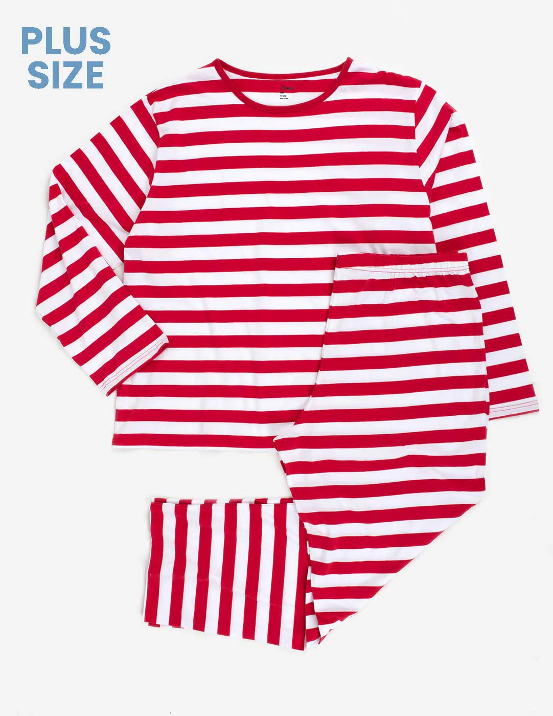 Mens Two Piece Red & White Stripes Cotton Pajamas - Image 3