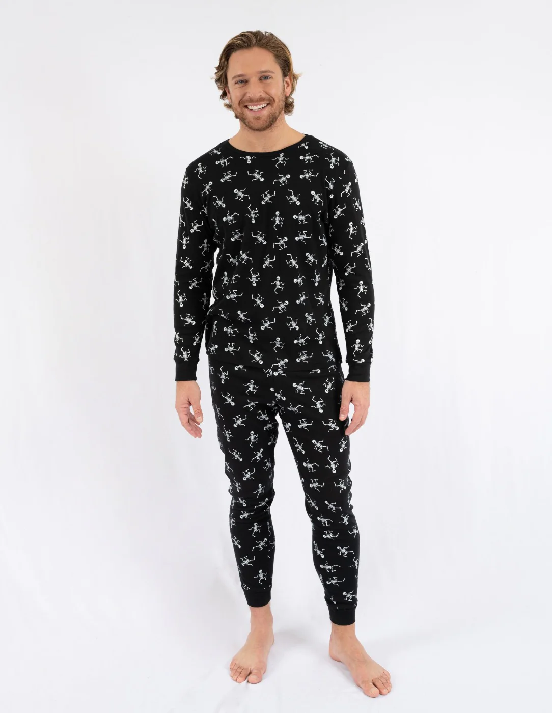 Mens Black Skeleton Pajamas - Image 2