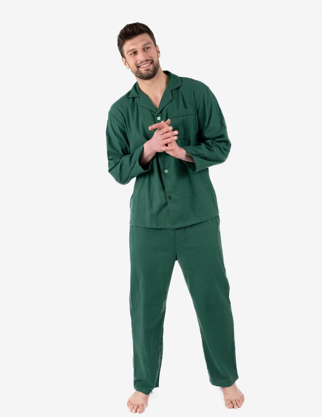 Men's Solid Color Flannel Pajamas - Image 2