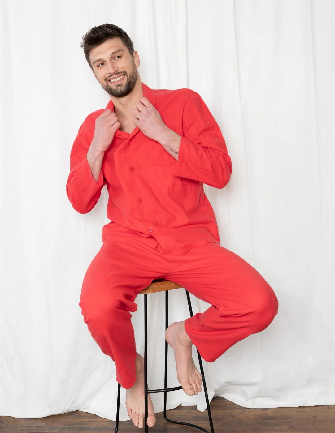 Men's Solid Color Flannel Pajamas - Image 3