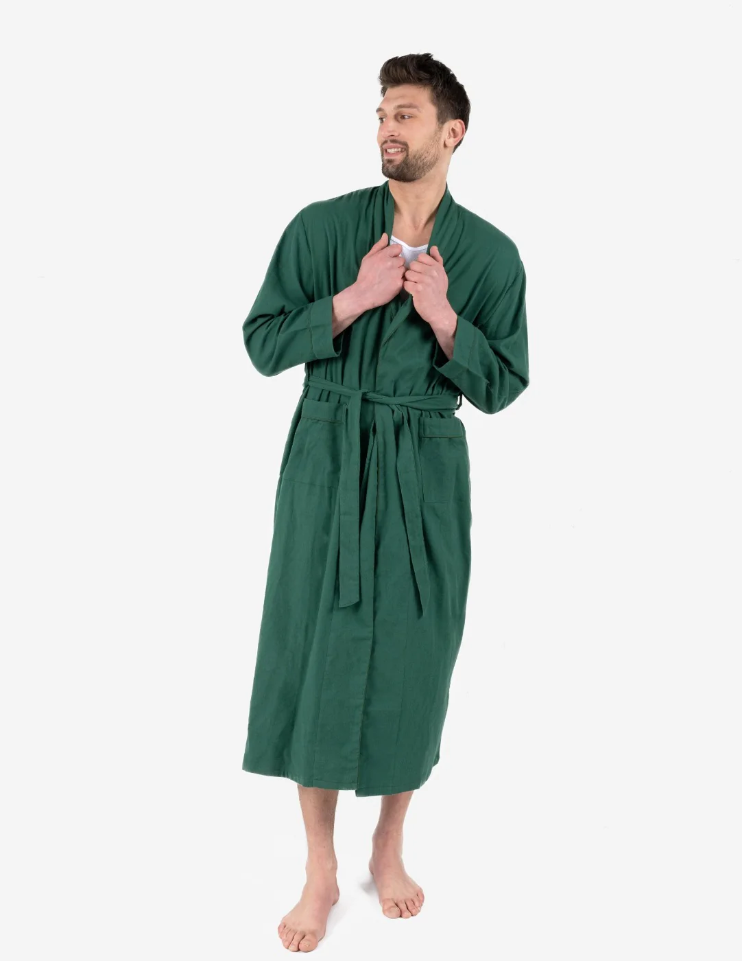 Men's Solid Color Flannel Robe - Image 2