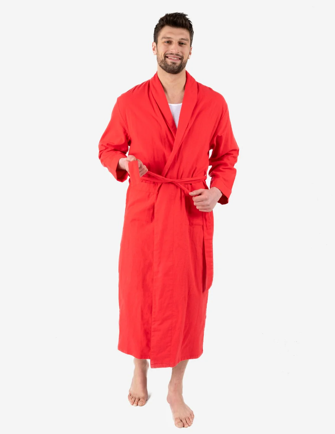 Men's Solid Color Flannel Robe - Image 4