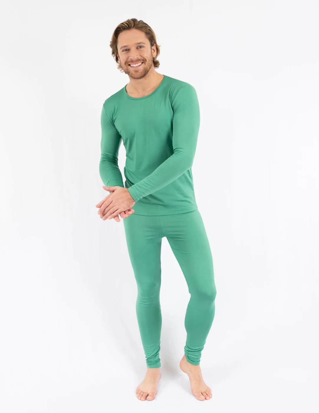 Men's Classic Solid Color Thermal Pajamas - Image 4