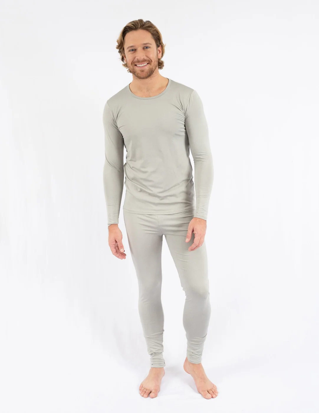 Men's Neutral Solid Color Thermal Pajamas - Image 10