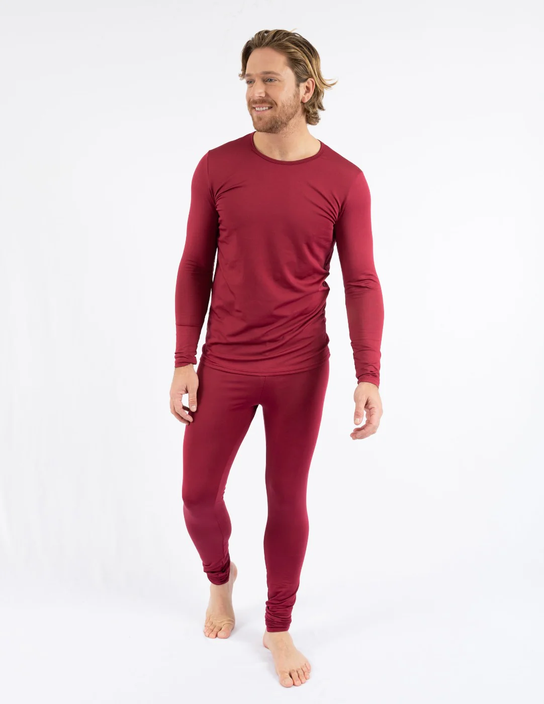 Men's Neutral Solid Color Thermal Pajamas - Image 11