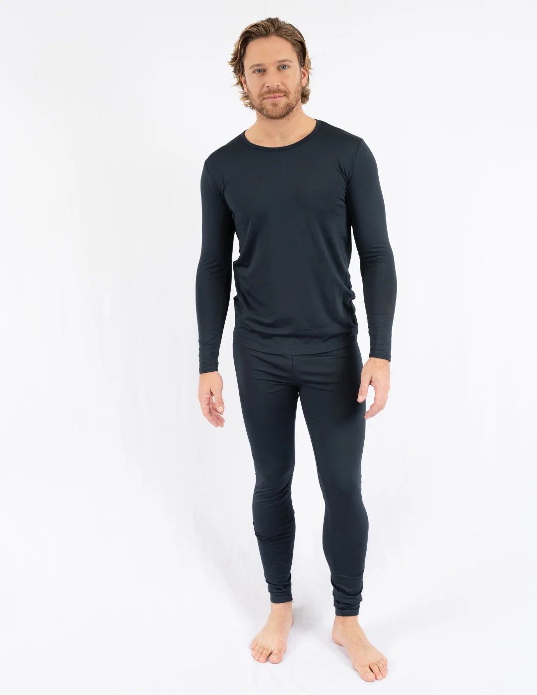 Men's Neutral Solid Color Thermal Pajamas - Image 13