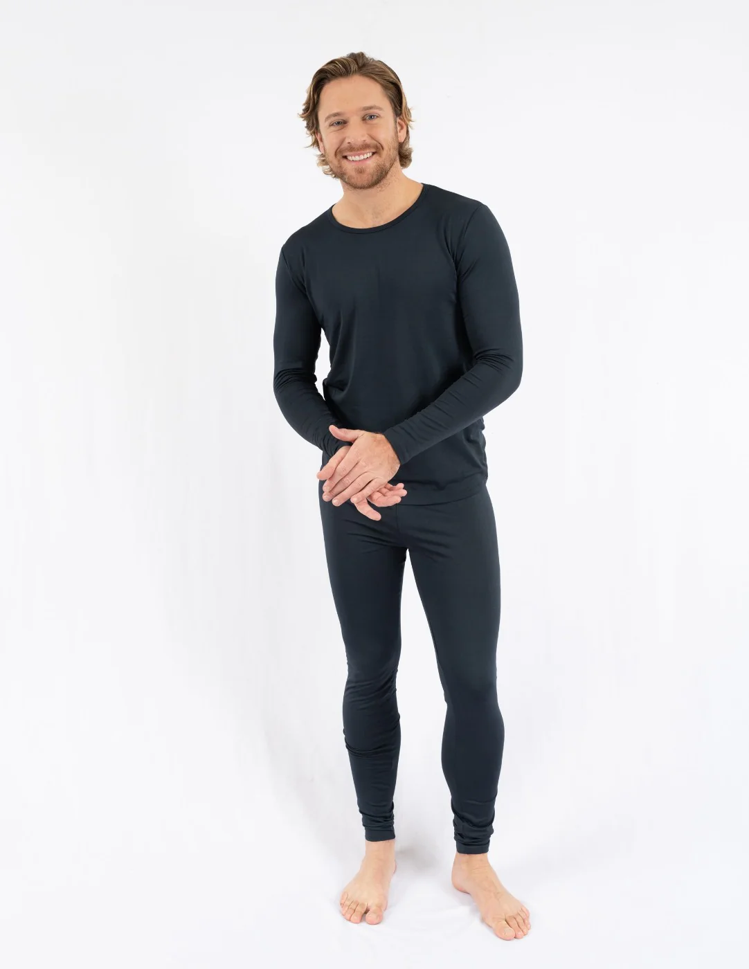 Men's Neutral Solid Color Thermal Pajamas - Image 14