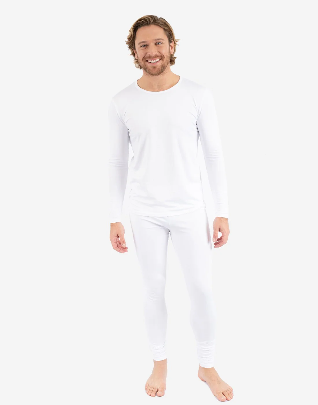 Men's Neutral Solid Color Thermal Pajamas - Image 15