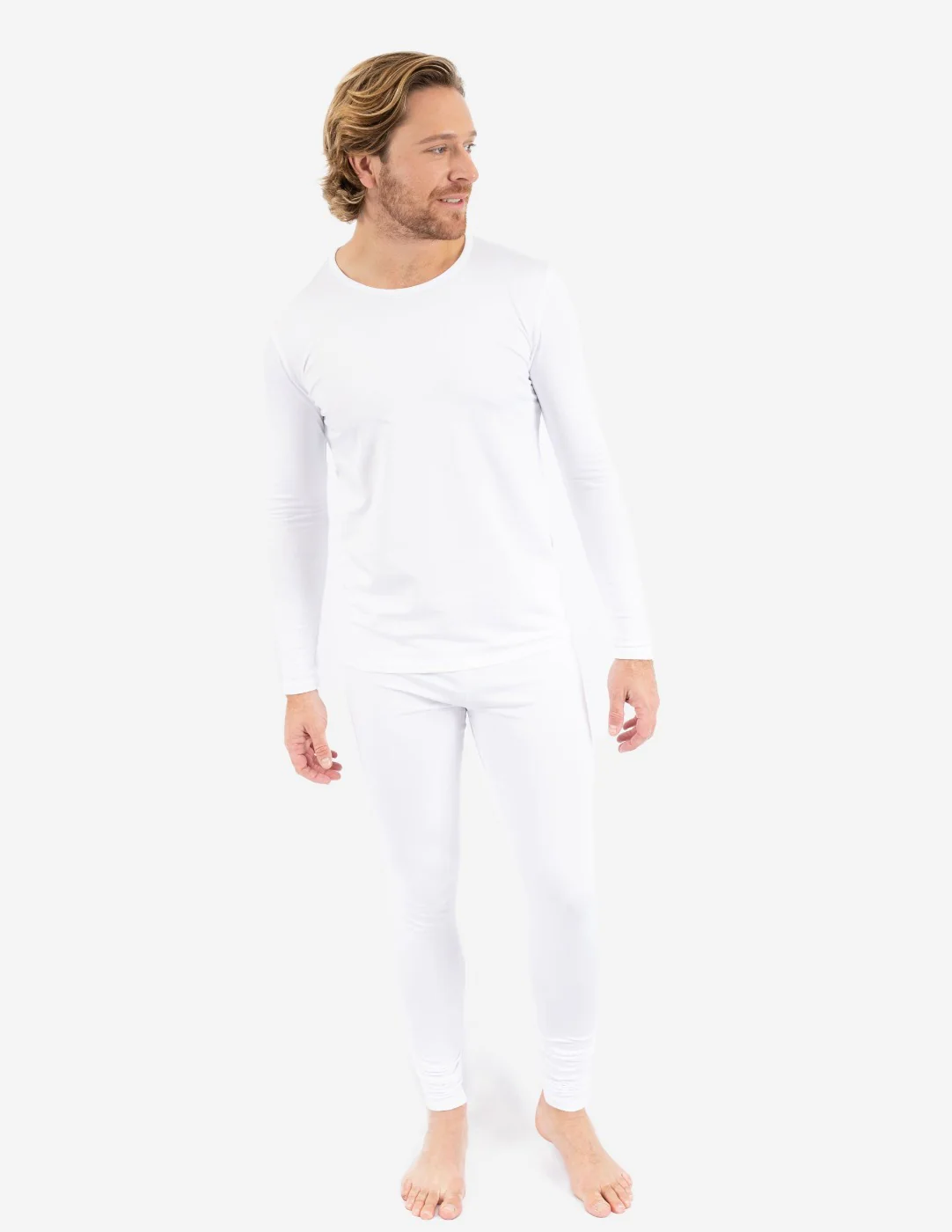 Men's Neutral Solid Color Thermal Pajamas - Image 16
