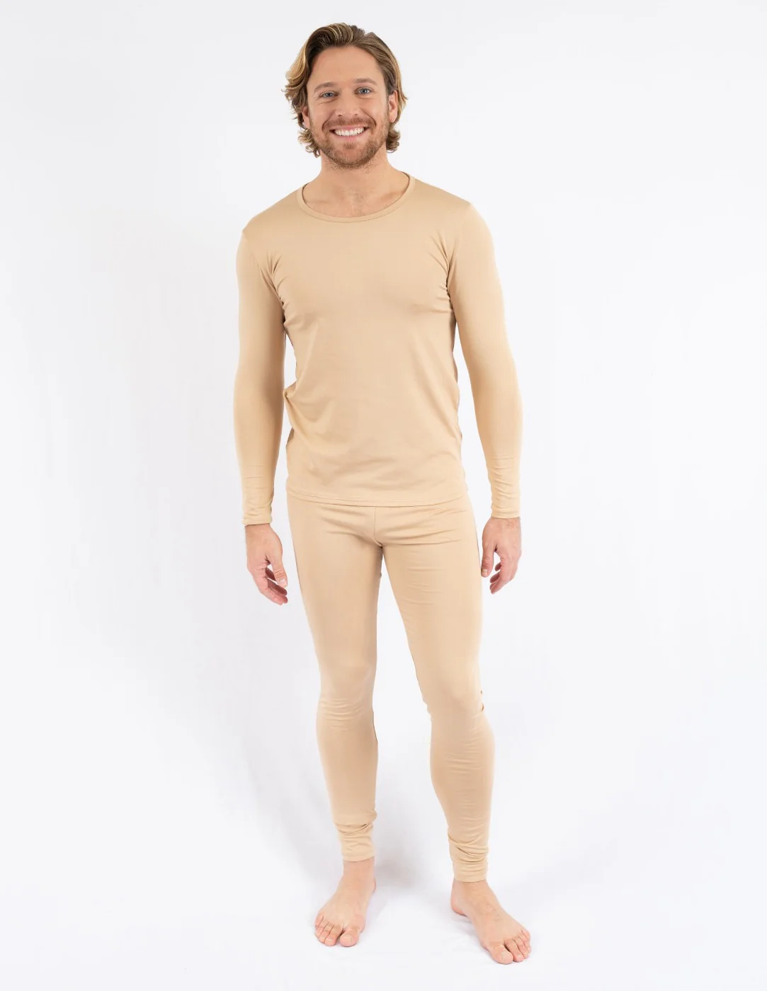 Men's Neutral Solid Color Thermal Pajamas - Image 3
