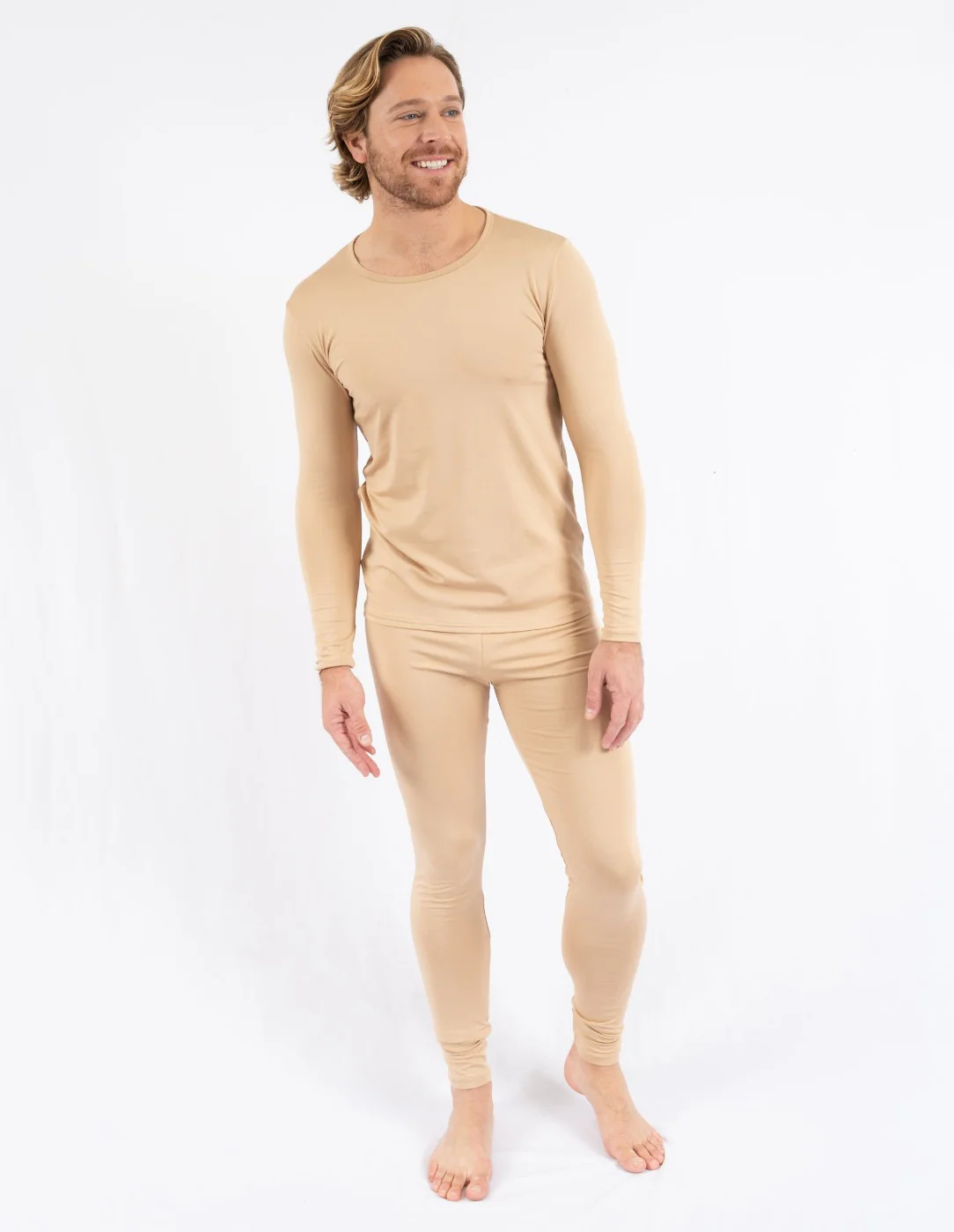 Men's Neutral Solid Color Thermal Pajamas - Image 4