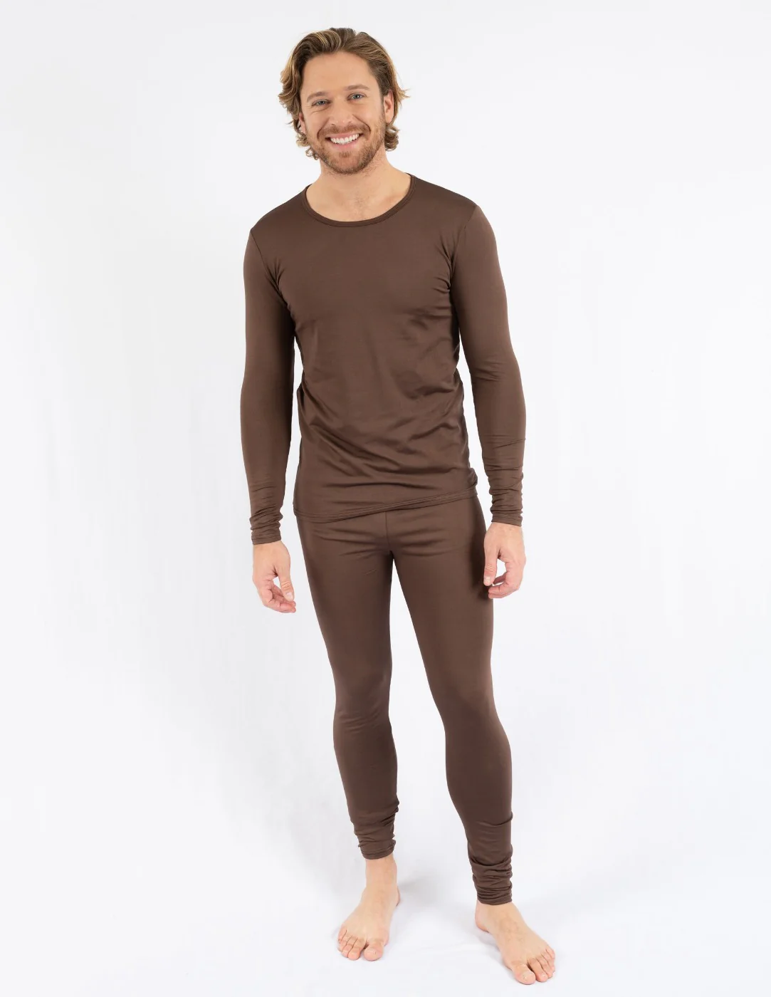 Men's Neutral Solid Color Thermal Pajamas - Image 8