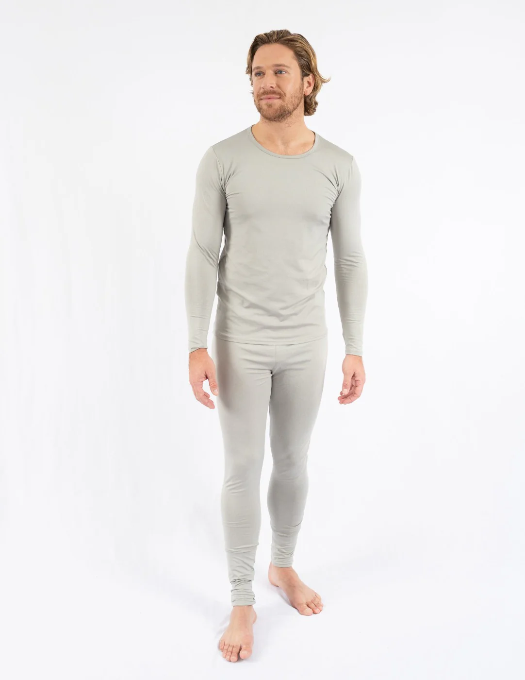 Men's Neutral Solid Color Thermal Pajamas - Image 9
