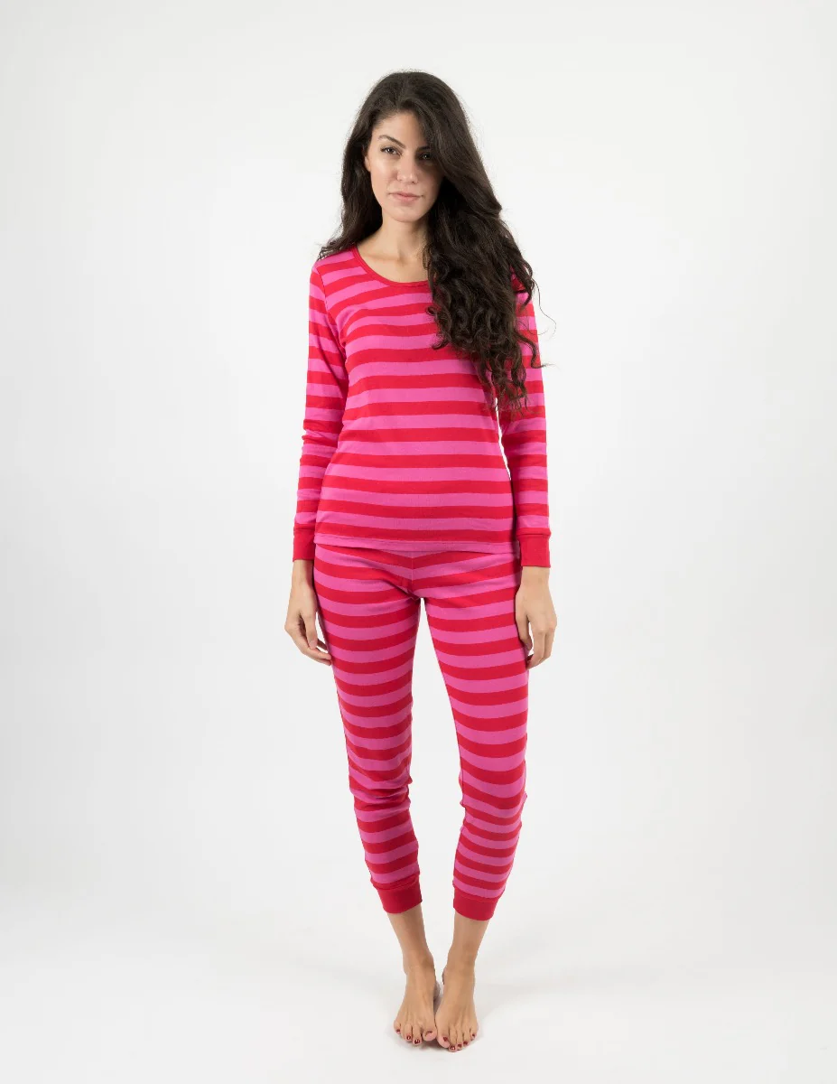 Women's Pink Stripes Cotton Pajamas - Image 2