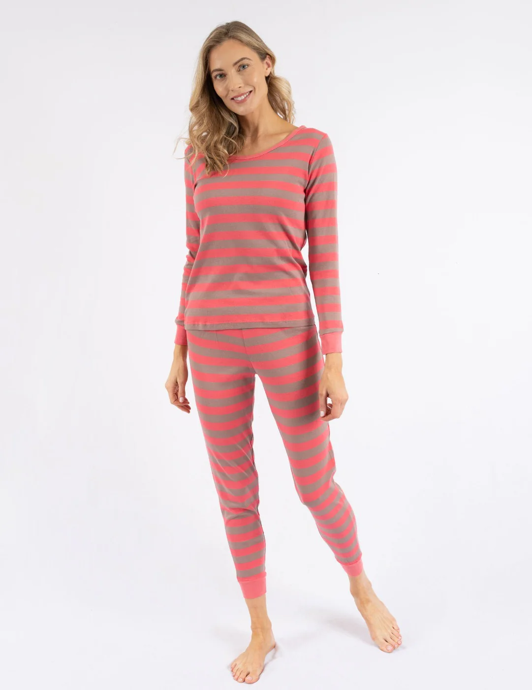 Women's Pink Stripes Cotton Pajamas - Image 4