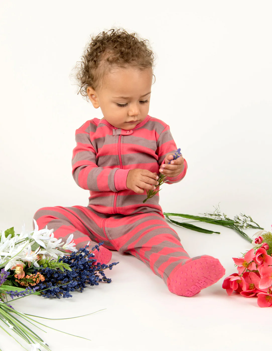 Baby Footed Pink Striped Pajamas - Image 3