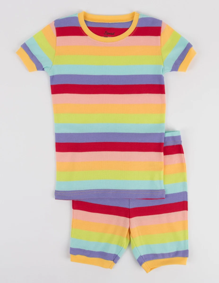 Short Sleeve Rainbow Cotton Pajamas - Image 4