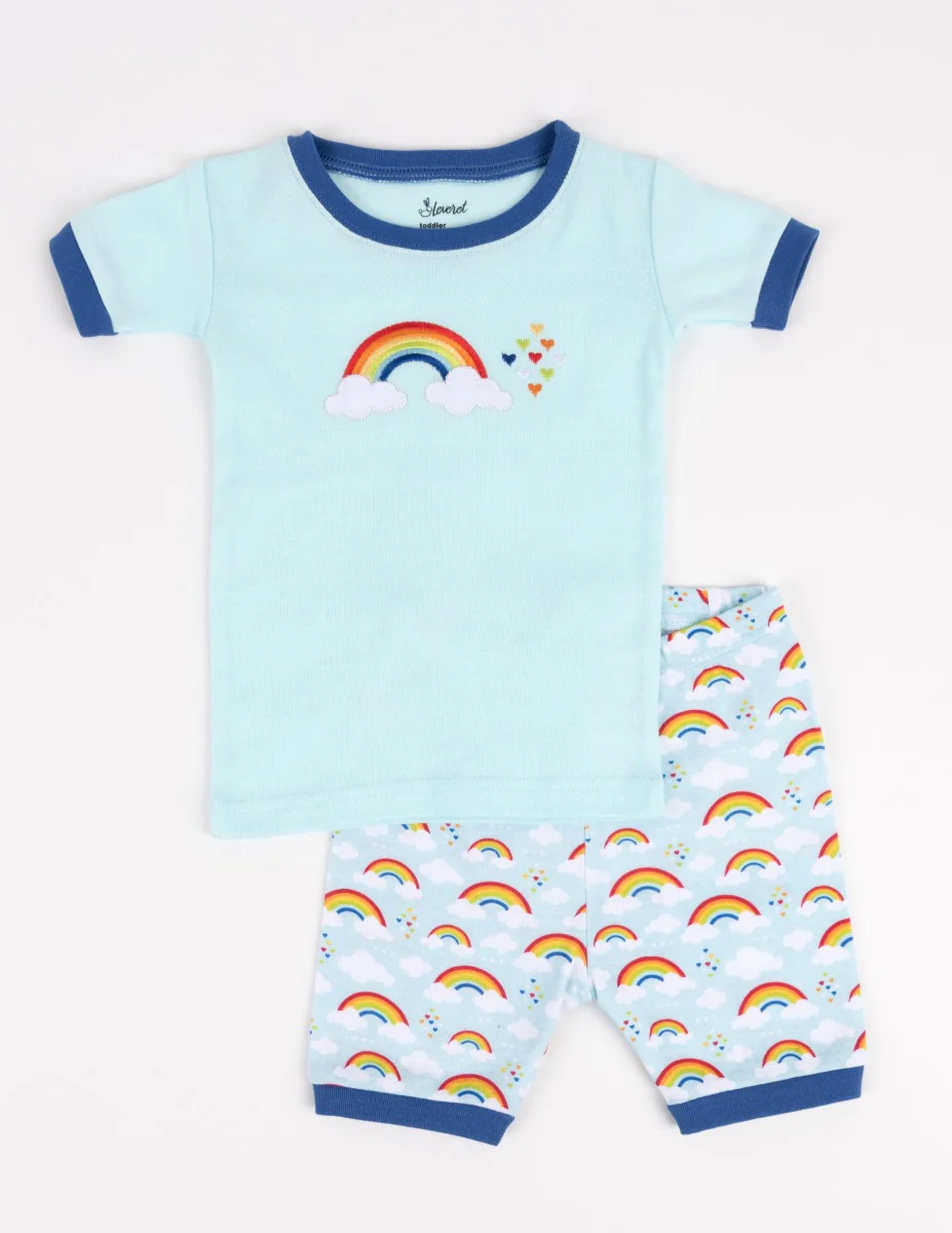 Short Sleeve Rainbow Cotton Pajamas - Image 5