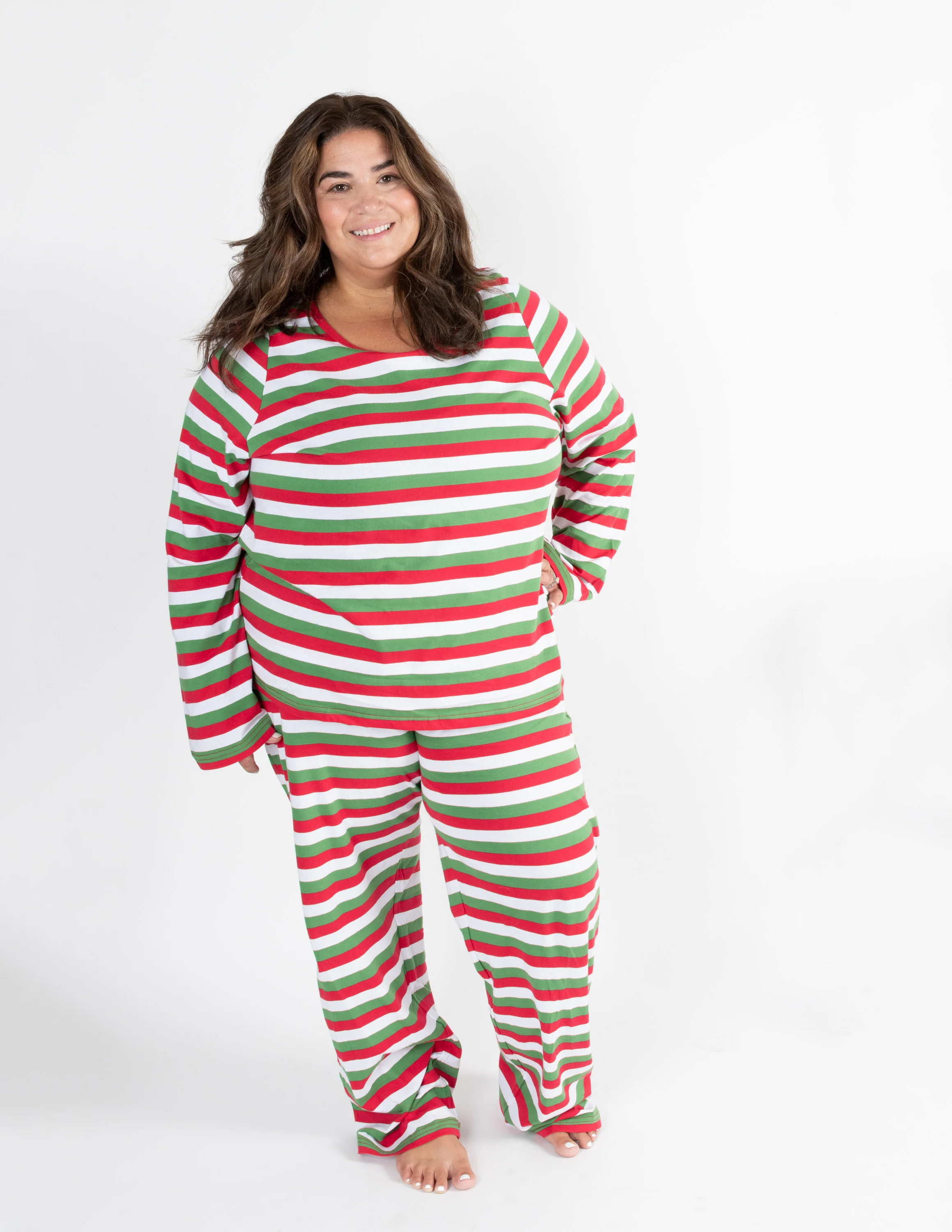 Women's Red Cotton Stripes Pajamas - Image 11