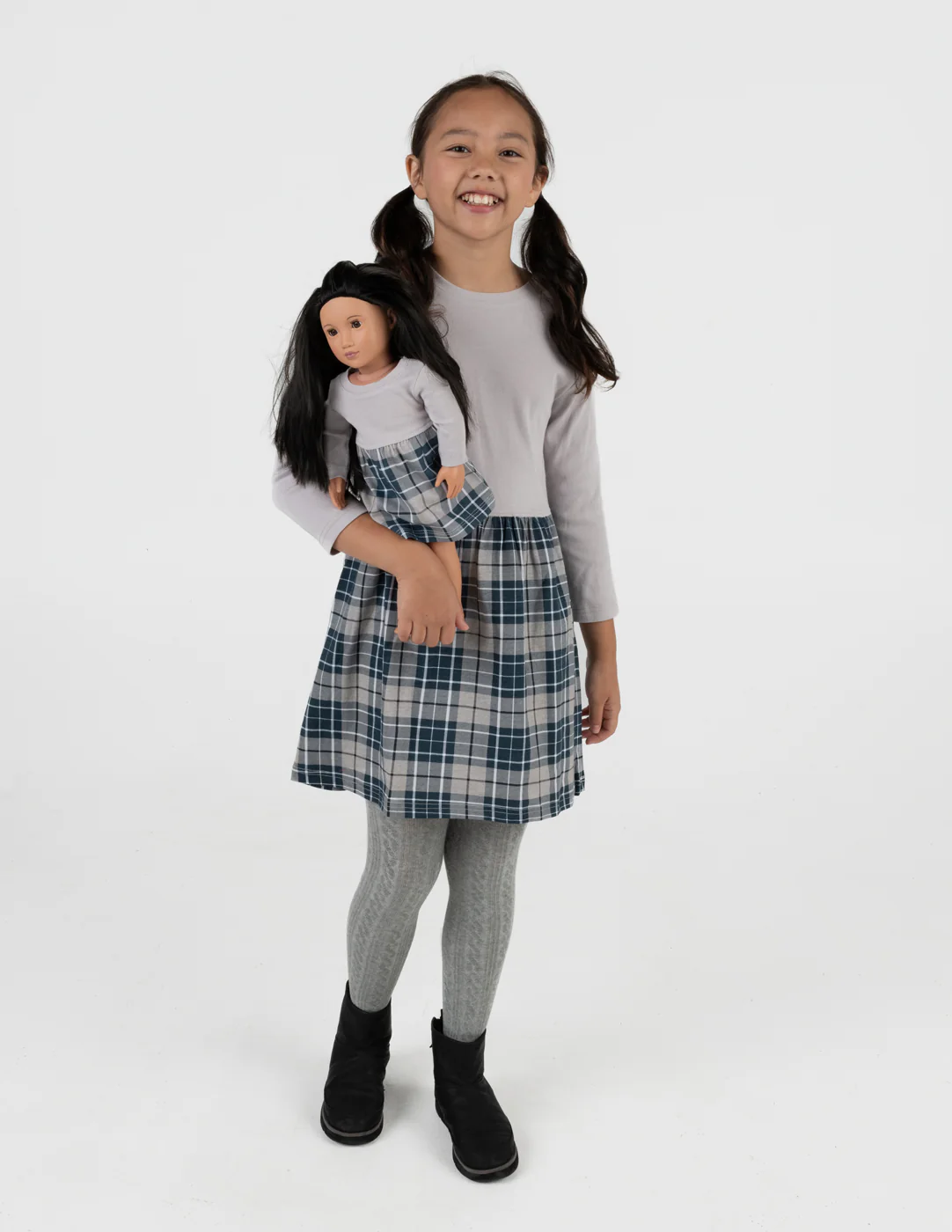 Matching Girl & Doll Plaid Cotton Skirt Dress - Image 2