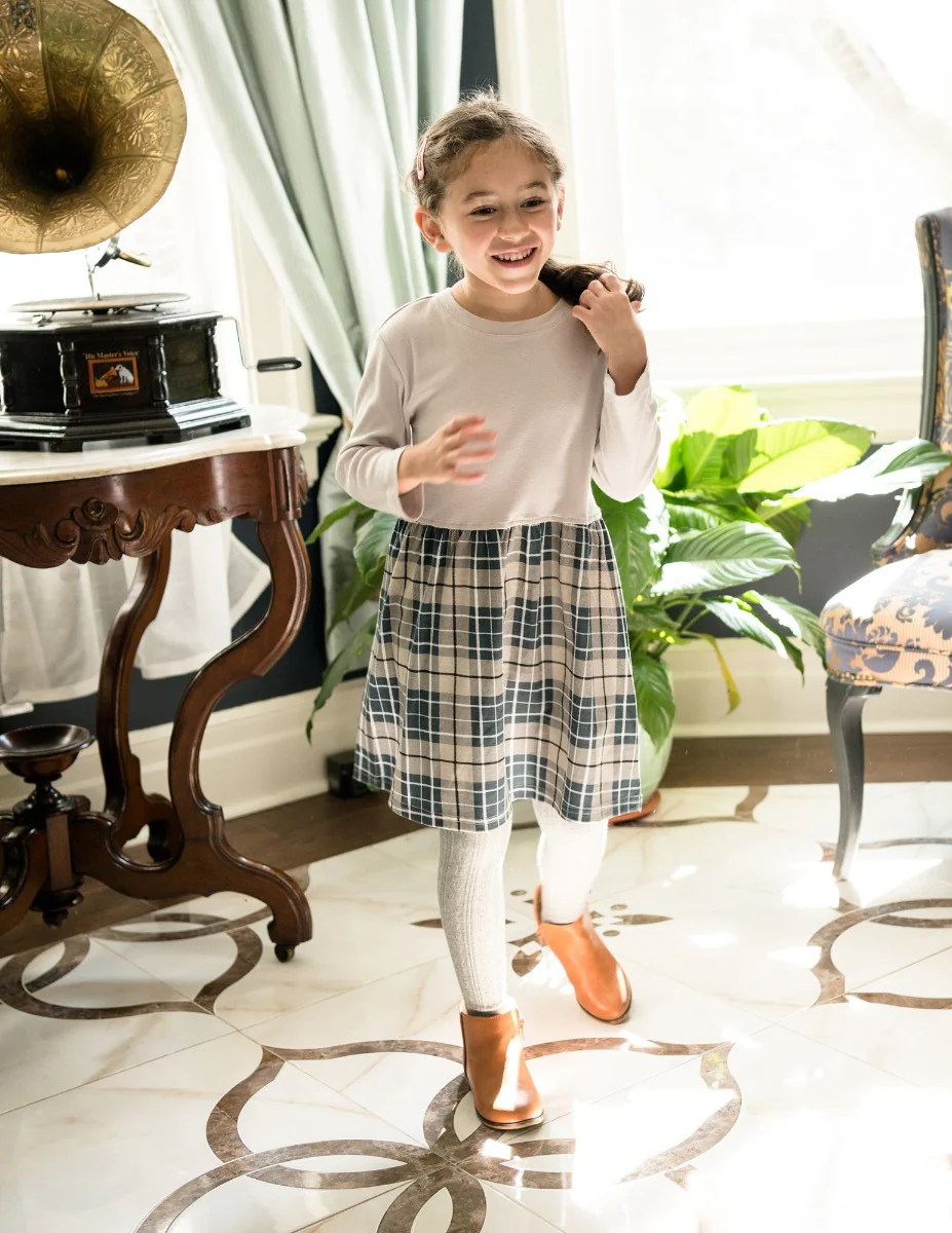 Matching Girl & Doll Plaid Cotton Skirt Dress - Image 3