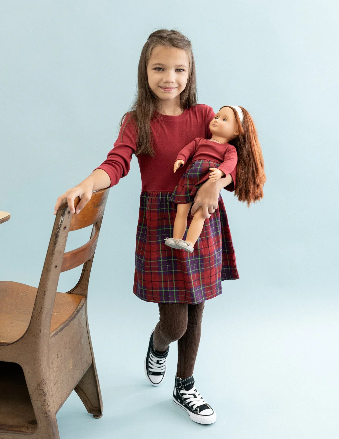 Matching Girl & Doll Plaid Cotton Skirt Dress - Image 4