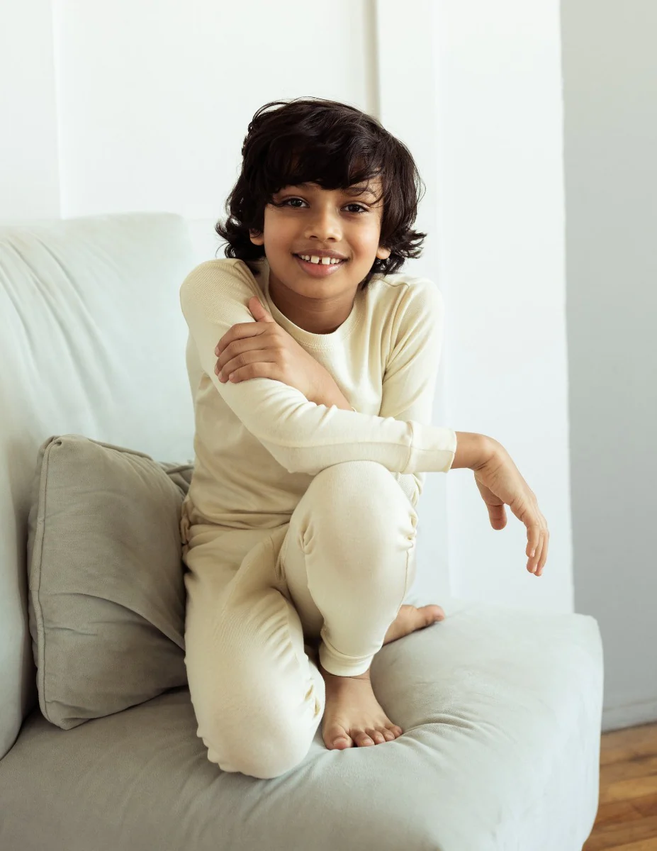 Solid Color Neutral Cotton Pajamas - Image 17