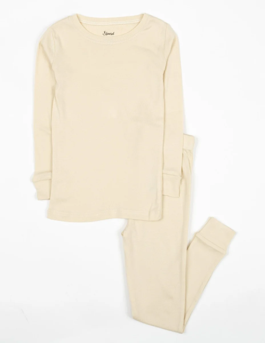 Solid Color Neutral Cotton Pajamas - Image 18