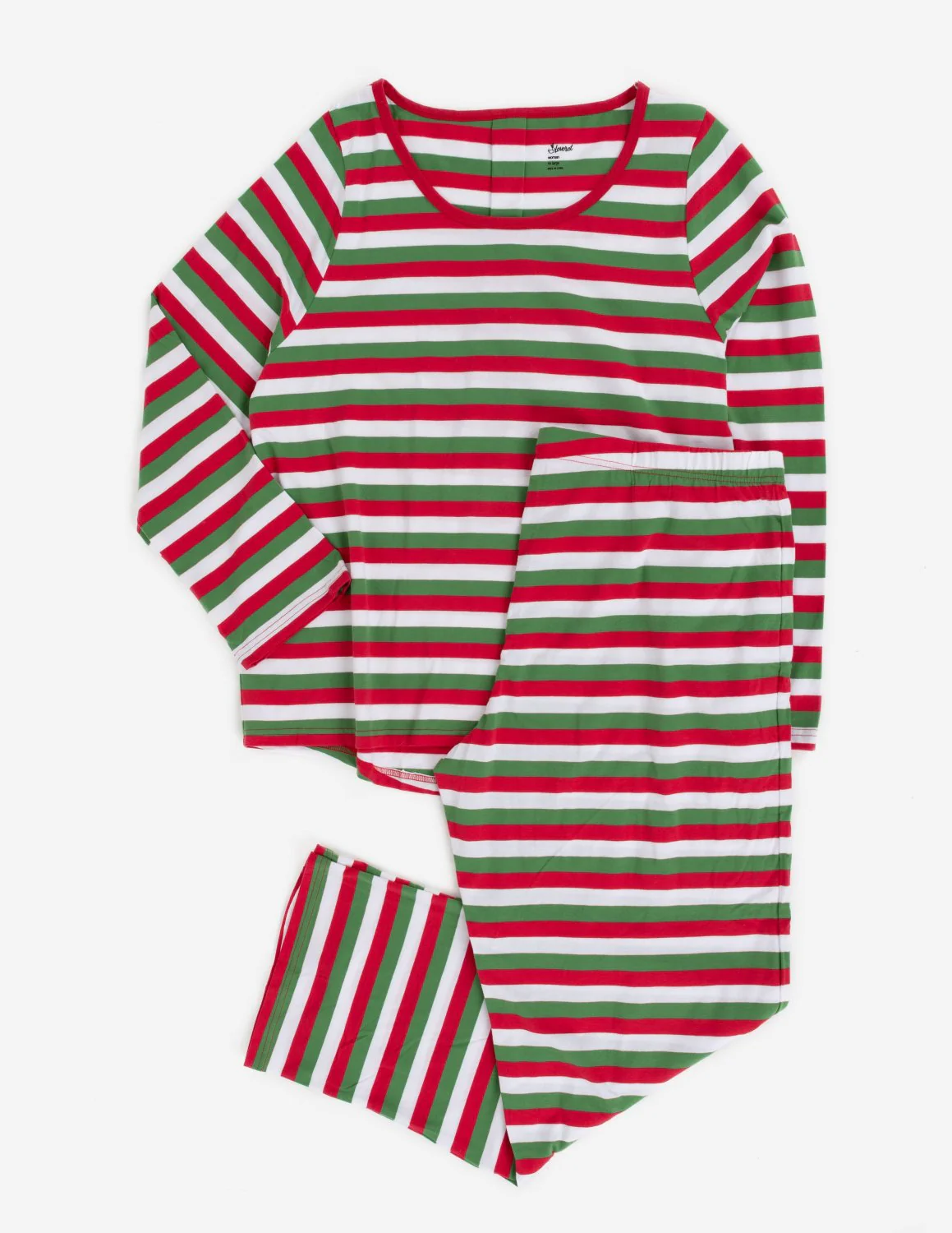 Women's Red White & Green Cotton Pajamas - Image 4