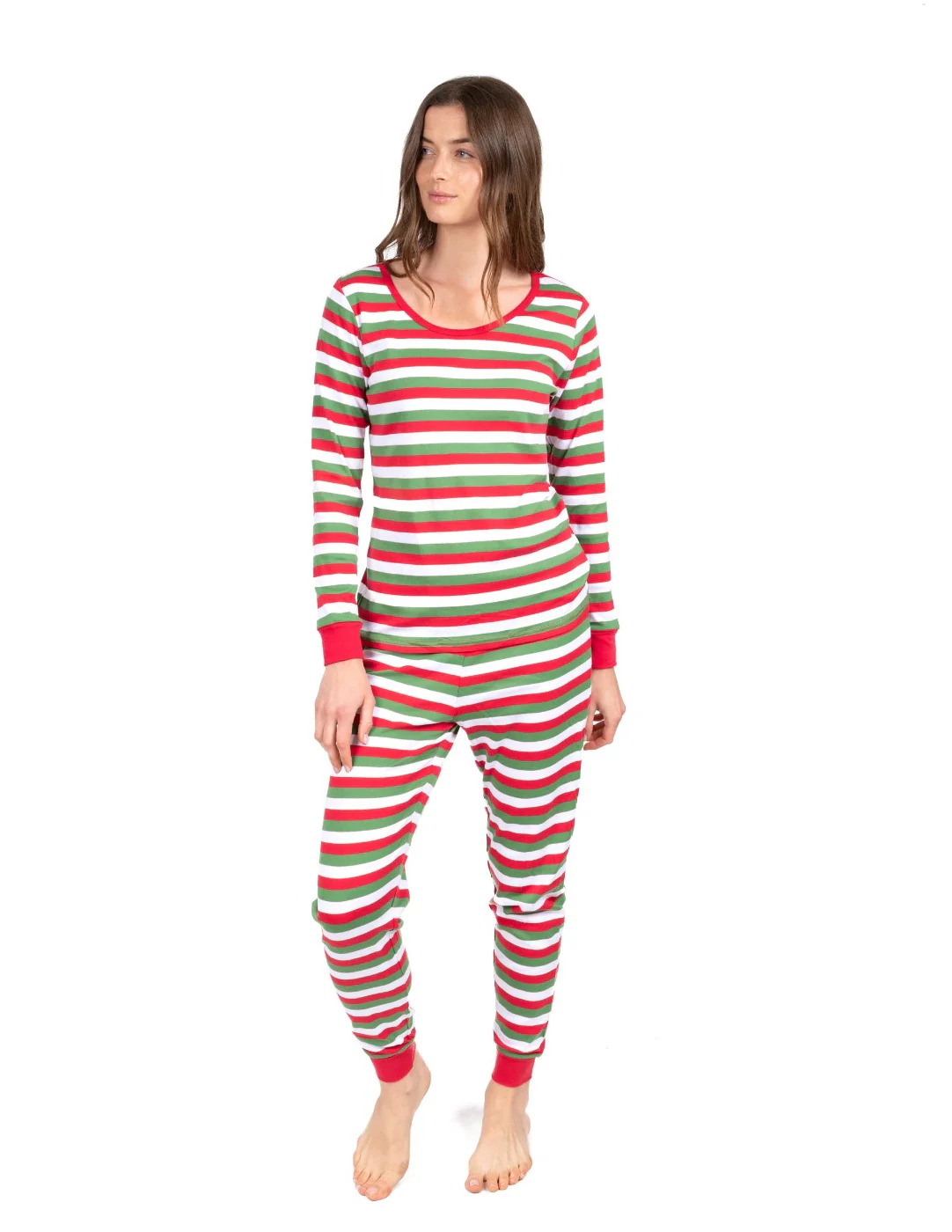 Women's Red White & Green Cotton Pajamas - Image 6
