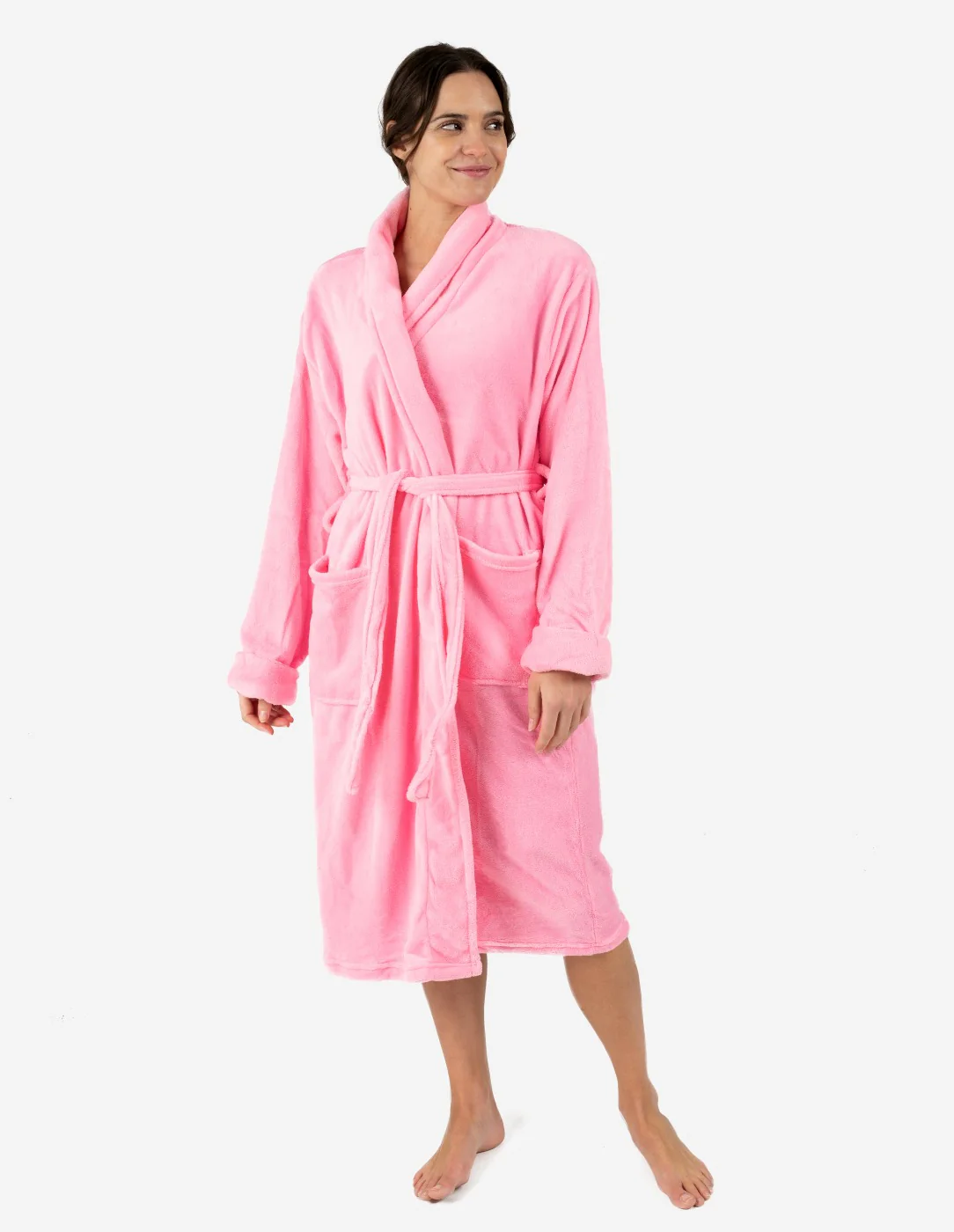 Women's Light Pink Fleece Robe - Image 2
