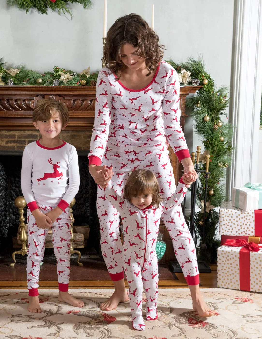 Women's Cotton Red & White Reindeer Pajamas - Image 4