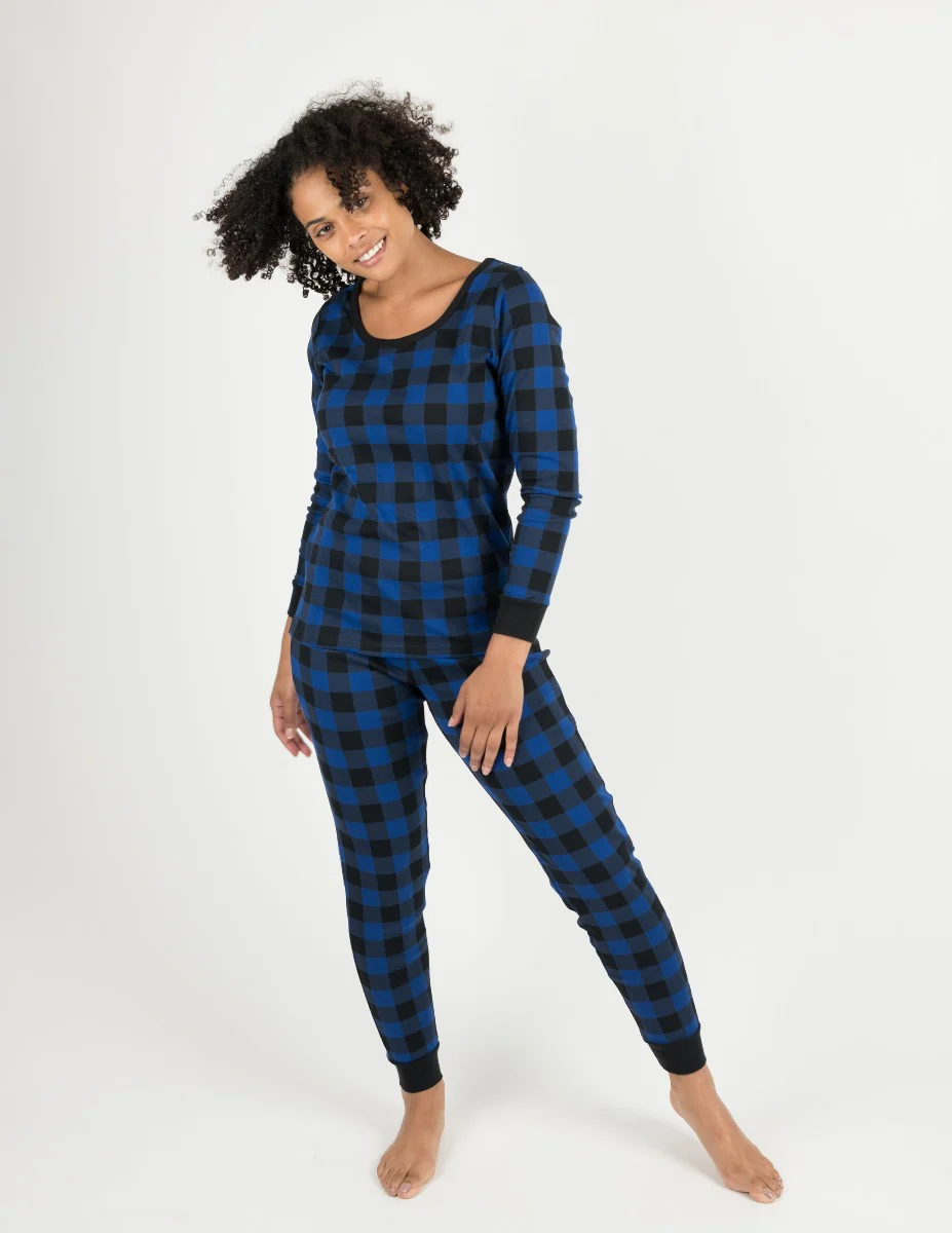 Women's Black & Navy Plaid Pajamas - Image 2
