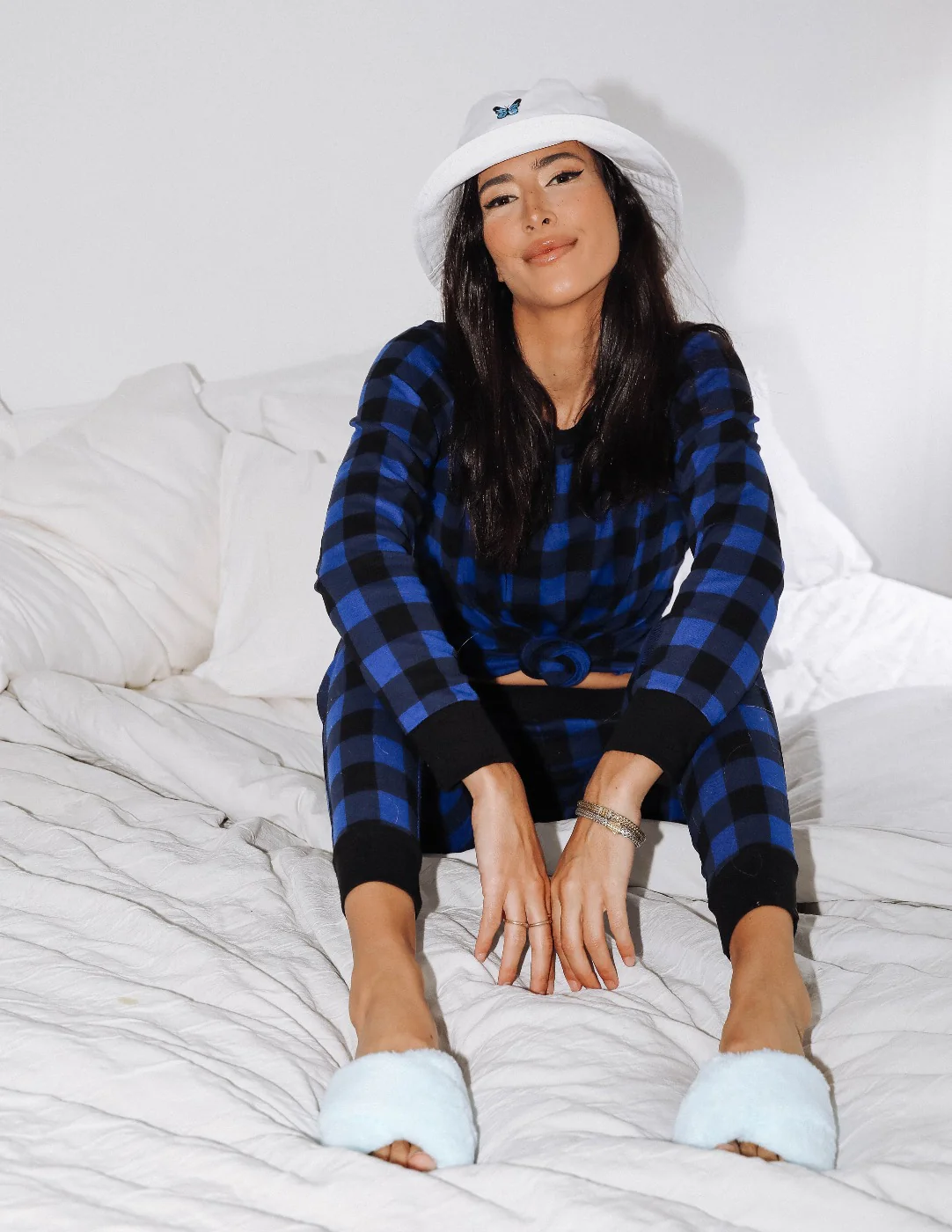 Women's Black & Navy Plaid Pajamas - Image 3