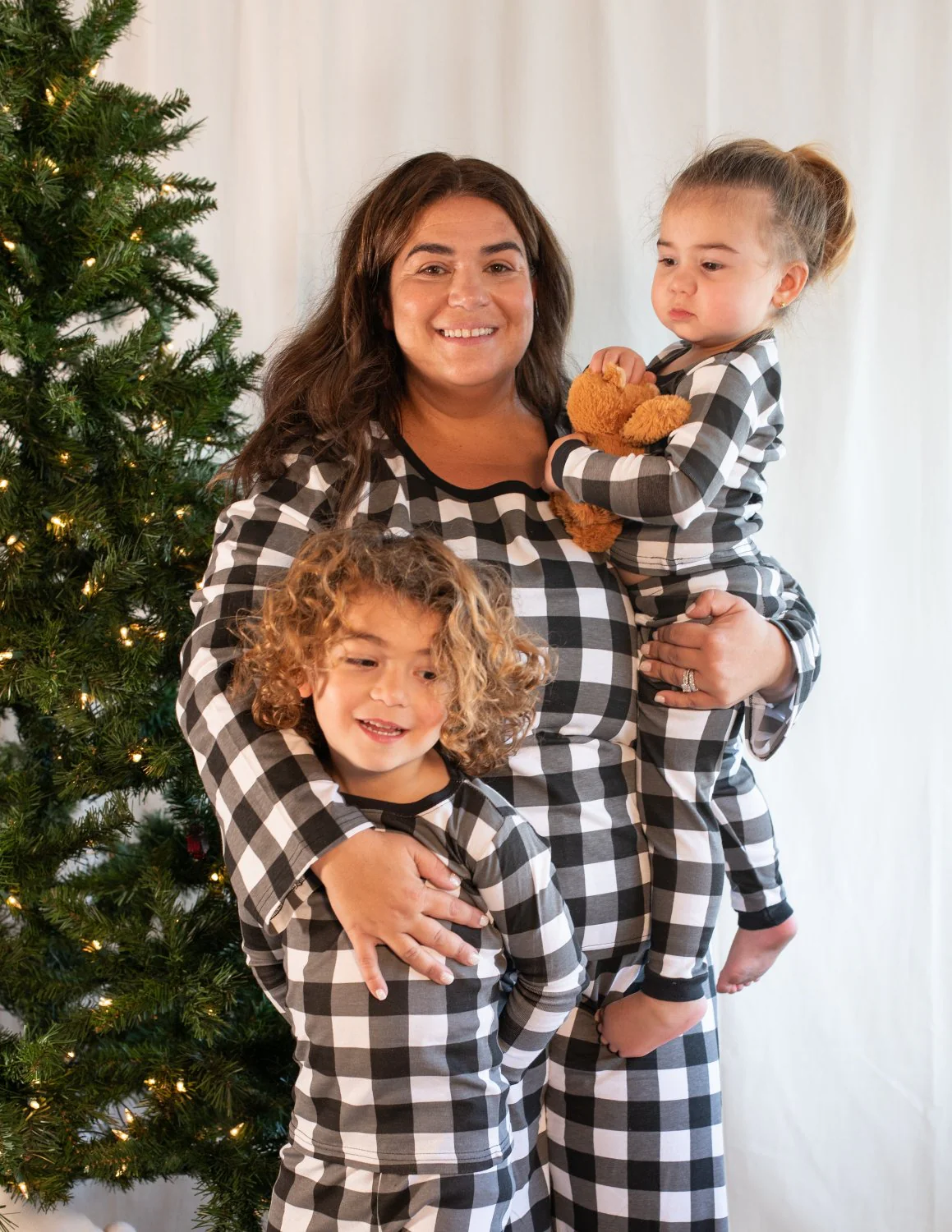 Women's Black & White Plaid Cotton Pajamas - Image 2