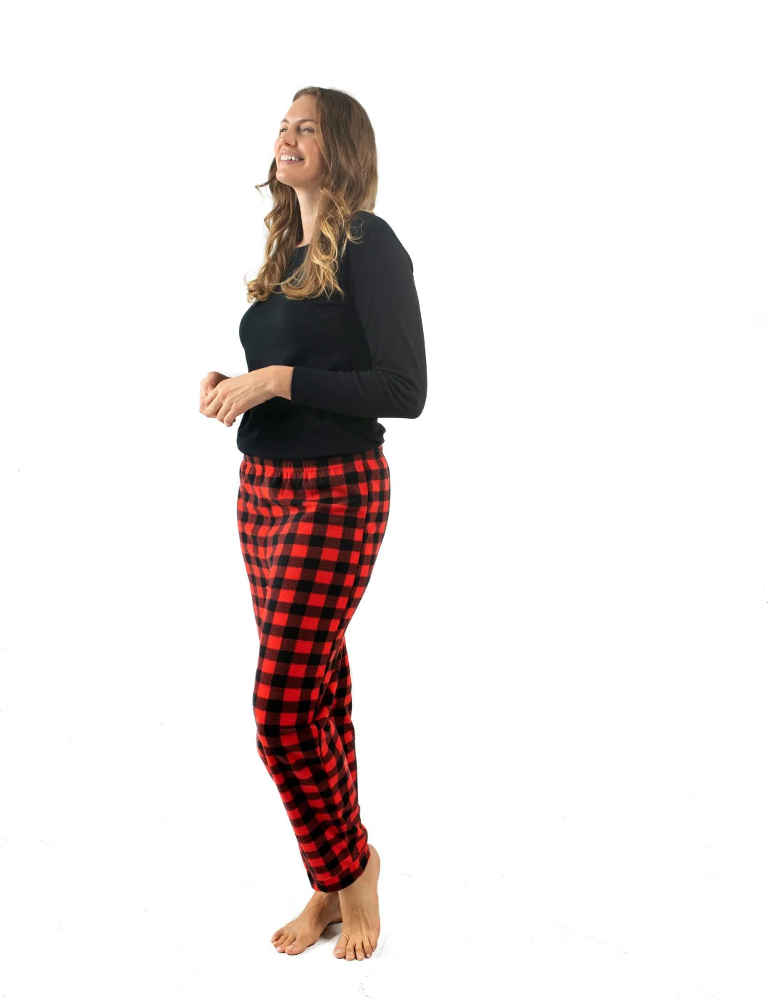 Women's Fleece Red & Black Plaid Set - Image 2