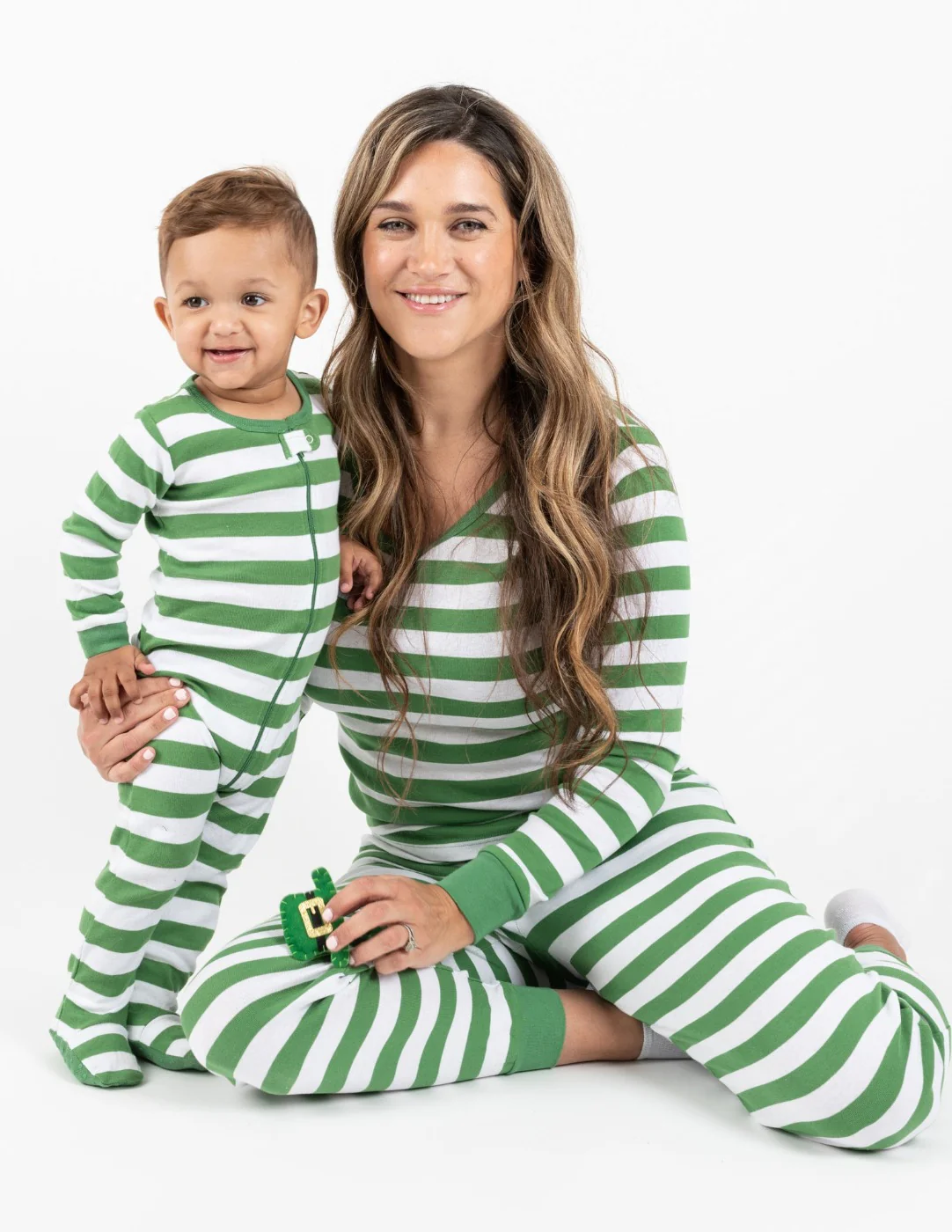 Women's Green & White Stripes Pajamas - Image 2
