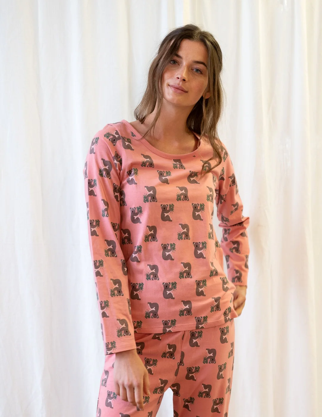Womans Loose Fit Pink Koala Pajamas - Image 3