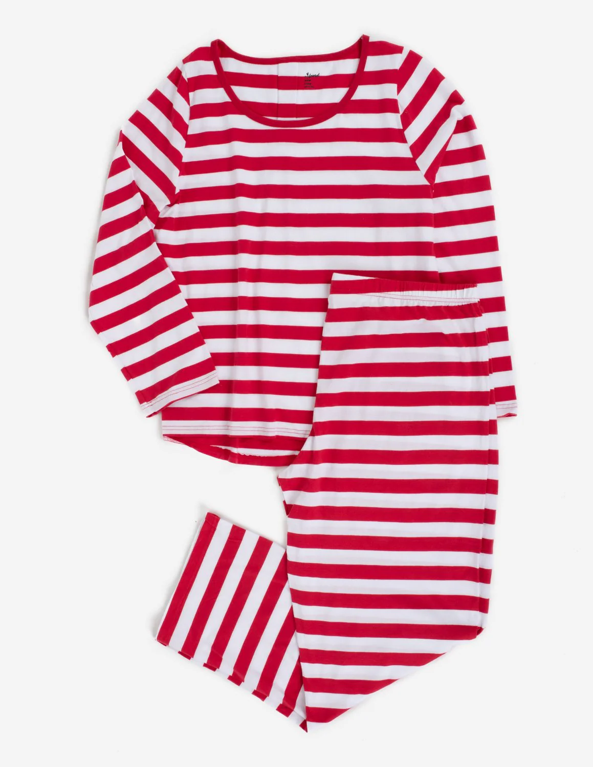Women's Two Piece Red & White Stripes Cotton Pajamas - Image 7