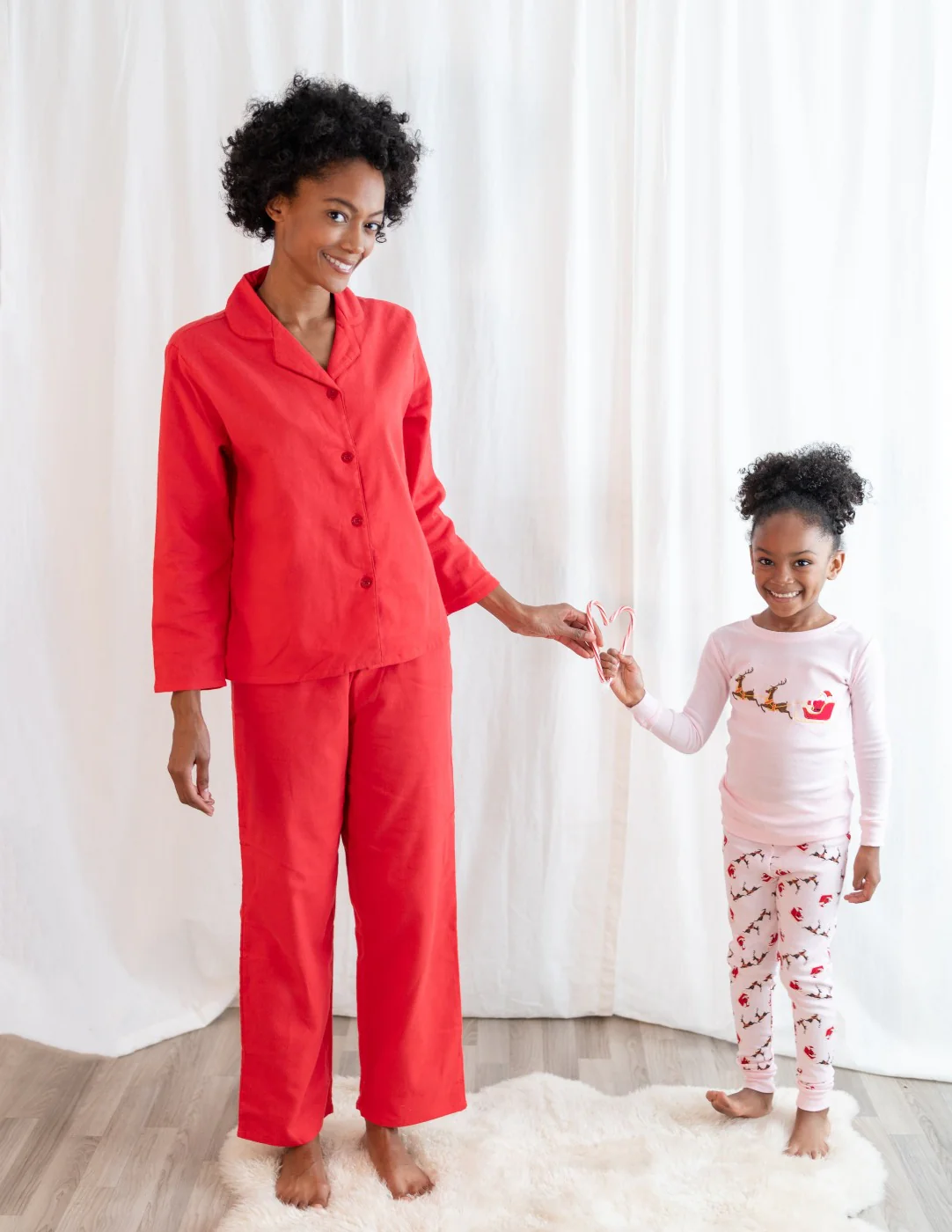 Women's Red Solid Color Flannel Pajamas - Image 2