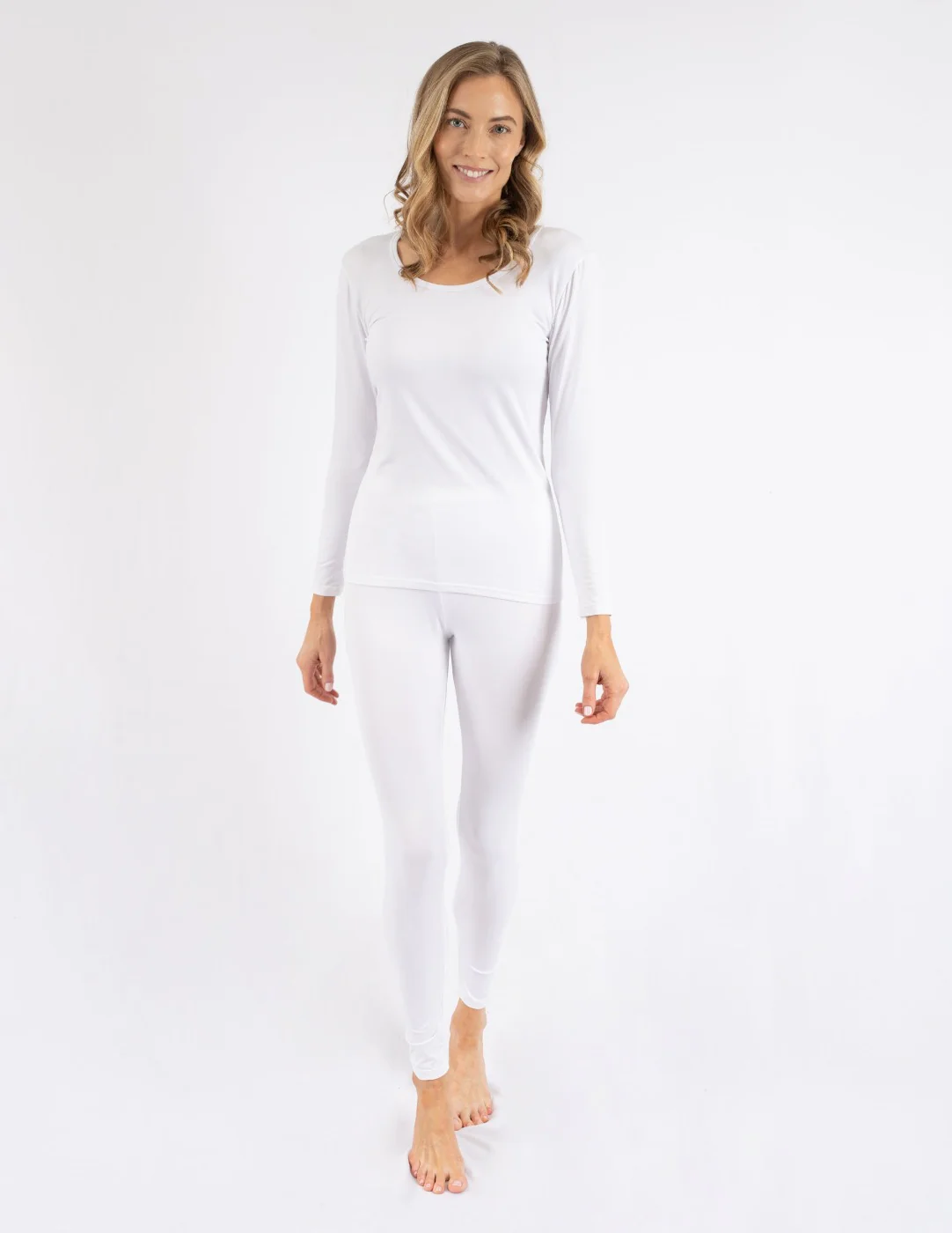 Women's Neutral Solid Color Thermal Pajamas - Image 13